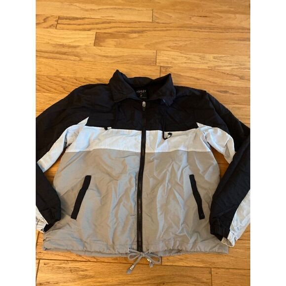 Ashley by 26 International Women colorblock full zip slash pockets windbreaker M - Picture 1 of 9